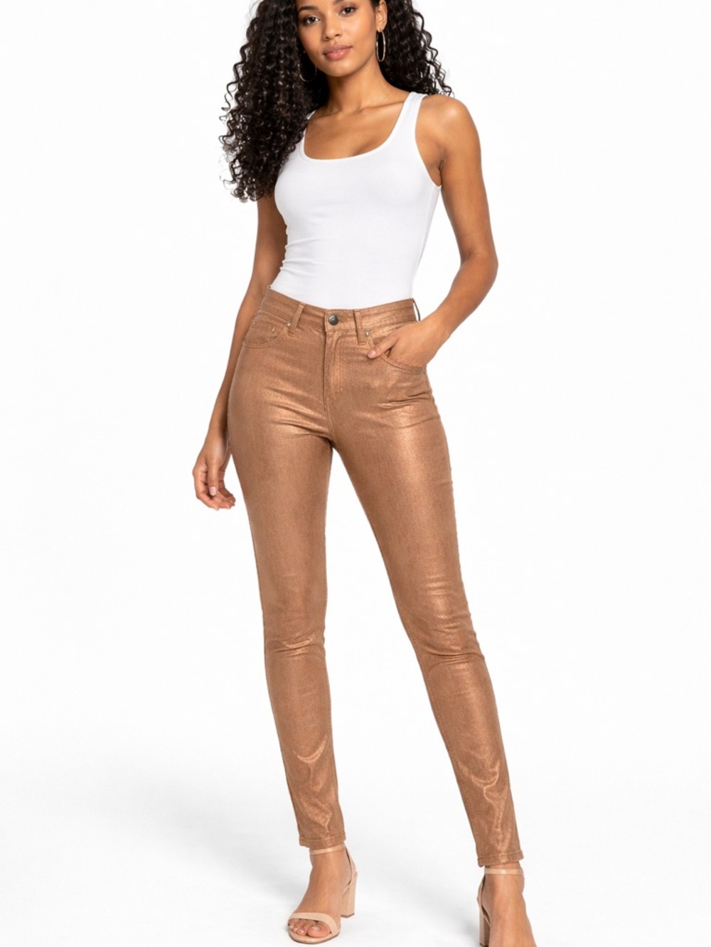 Lucky Brand Womens 2/26 Ankle Skinny Jeans‎ Metallic Bronze Coated Mid Rise Slim
